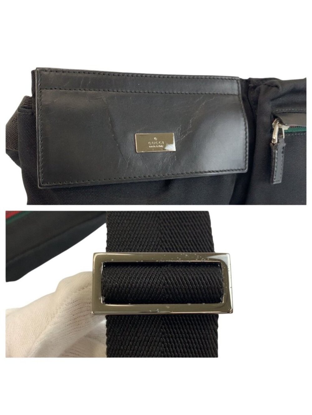 Gucci Sherry Line Black Nylon Leather Belt Bag - Picture 5 of 9